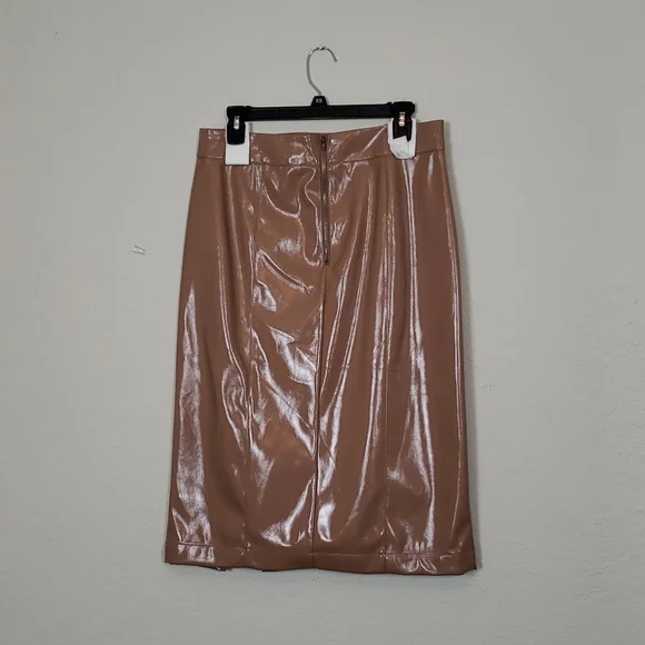 NEW CARA SANTANA X APT 9 Faux Leather Pencil Skirt front slit size 12 - Picture 3 of 8